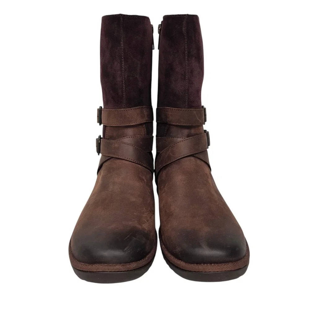 NEW UGG Simmens Boots Women 9 Brown Leather Suede Waterproof Buckle 1095155